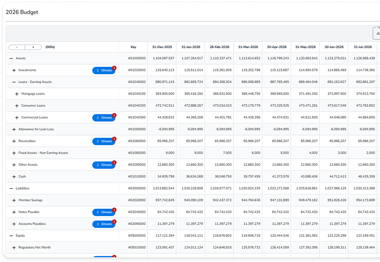 Budgeting and Forecasting screenshot