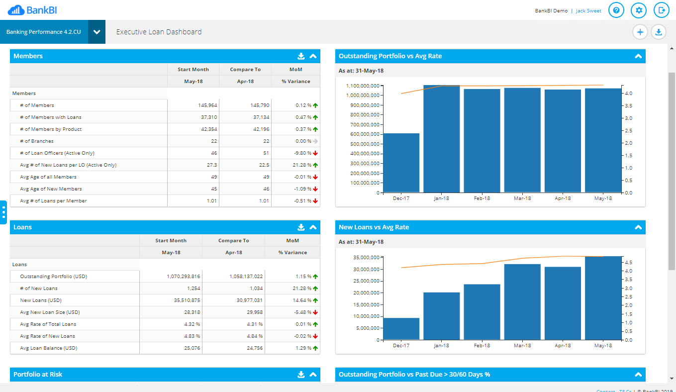 executive loan dashboard sc